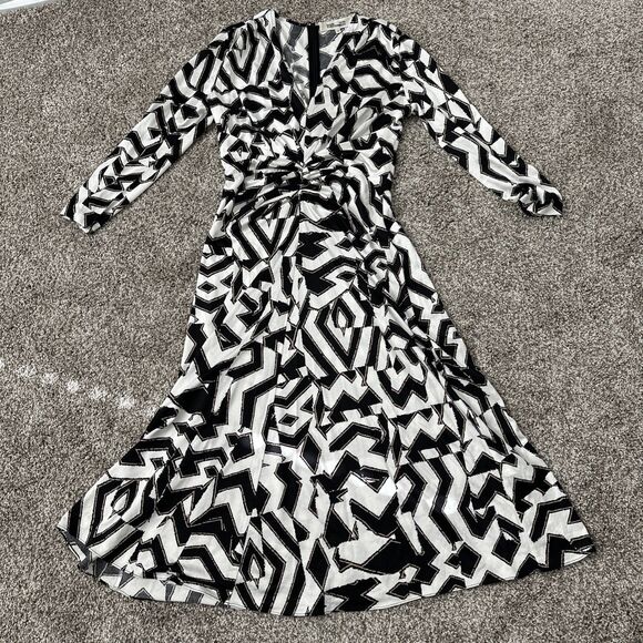 DIANE VON FURSTENBERG Jerome Pleated Geometric-Print Dress Women’s Size Medium - Picture 1 of 8